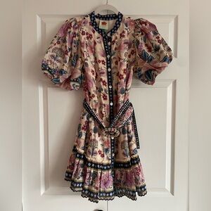 Farm Rio Floral Puff Sleeve Dress with Belt